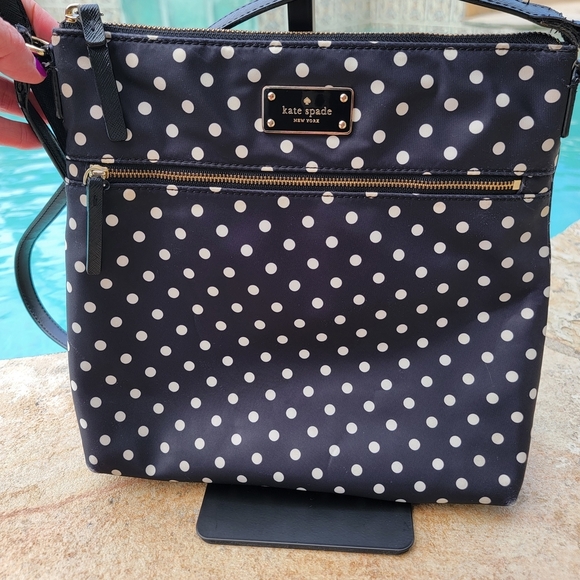 Kate Spade Black And White Polka Dot Nylon Crossbody Bag - Picture 15 of 16